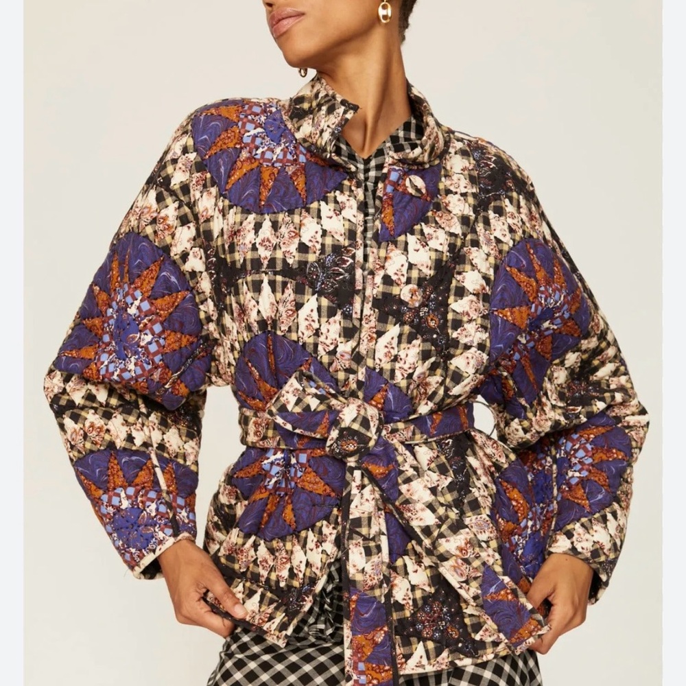 Ulla Johnson Multicolor Quilted Jacket Size Small.  Like New